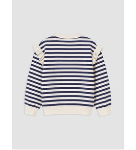 LCW Kids Lacivert Çizgili Kız Çocuk Kalın Sweatshirt