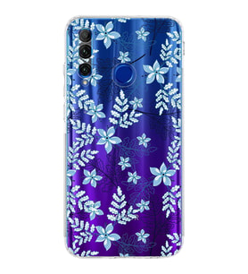 PrintiFy Huawei Honor 20 Lite Uyumlu Kamera Korumalı Floral Mavi Tasarımlı Şeffaf  Kılıf