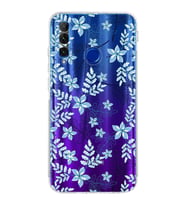 PrintiFy Huawei Honor 20 Lite Uyumlu Kamera Korumalı Floral Mavi Tasarımlı Şeffaf  Kılıf