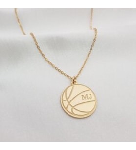 Altın Kaplama Basketbol Harf Tasarım Gümüş Kolye 925 K