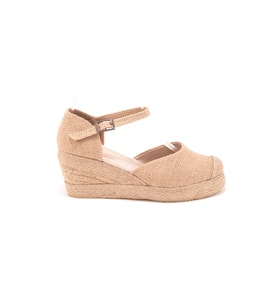 Gerçek Elişi Burnu Hasır Platformlu Dolgu Topuk Keten Hasır Espadril Handmade