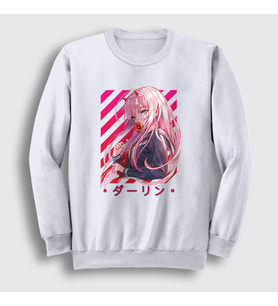 Presmono Unisex Beyaz Zero Two V2 Darling In The Franxx Sweatshirt 483238tt