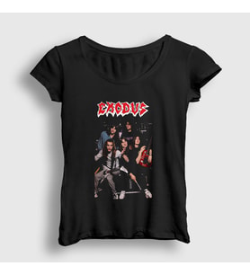 Presmono Kadın Siyah Band Exodus T-Shirt 146561tt