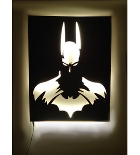 Mony Tasarım Tasarım Led Işıklı Dekoratif BAT MAN Tablo Duvar Süsü