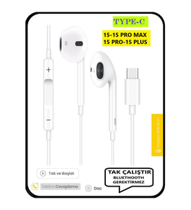İphone 16 16 Pro 16 Max 15 15 Pro 15 Pro Max Kulaklık Type C Uyumlu Kulaklık Kablolu Tak Çalıştır