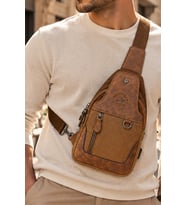 Westpolo Crossbody Unisex Çapraz Ayarlanabilir Askılı  El Göğüs ve Omuz Çantası (Taba)