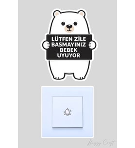 Huggy Craft Lütfen Zile Basmayınız Bebek Uyuyor Kapı Zili Etiketi - Sevimli Panda Sticker v2