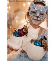 Çift Hazneli Organizer Plastik, Kedi Tasarımlı, Beyaz, Kahverengi, Siyah