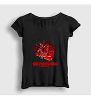 Presmono Kadın Siyah Hit Anime One Punch Man T-Shirt 240563tt