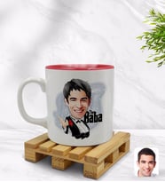 BK Gift Kişiye Özel Baba Godfather Karikatürlü İçi Kırmızı Renkli Kupa Bardak Model 2