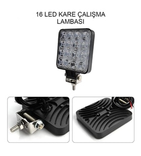 1 Adet 16 Ledli Off Road Sis Farı Çalışma Lambası 12 Volt