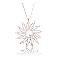 Gümüş Kolye Pırlanta Kolye (Güneş Kırmızı) (Rose - Gümüş)