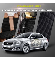 Peugeot 301 Siyah Renk Tay Tüyü Cepli & Terletmez Sırtlı Oto Koltuk Minder Seti - Koltuk Koruma Kılıfı (ÖN & ARKA TAM SET)