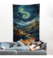 Vincent van Gogh Tarzı Şehir Manzara Duvar Örtüsü-7740