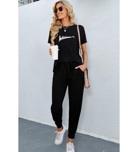Unisex Baskılı Eşofman Takımı (Siyah)