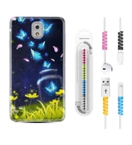 Samsung Note 3 4 5 8 9 20 Ultra 10 Lite Kılıf Kablo Koruma Spiral Silikon Neon Butterflys 1309