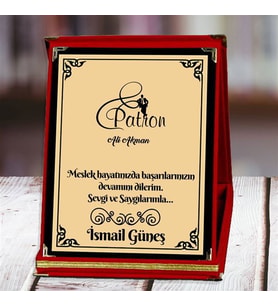 Patron Baskılı Plaket (3. Tasarım)  Kişiye Özel (Kırmızı)