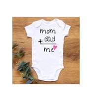Mom Dad Me Pembe Organik Baskılı Çıtçıtlı Body