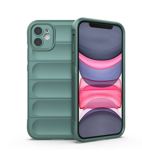 Apple iPhone 11 Uyumlu Kılıf Esnek TPU Oyuklu Arka Yüzey Tasarımlı Zore Etnik Silikon Kapak (Koyu Yeşil)