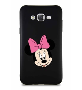 Samsung Galaxy J7 Core Soft Premier Kapak Minnie Mouse-C Tasarımlı Silikon Kılıf - Siyah (Şeffaf)