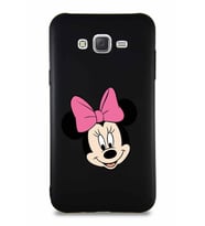 Samsung Galaxy J7 Core Soft Premier Kapak Minnie Mouse-C Tasarımlı Silikon Kılıf - Siyah (Şeffaf)