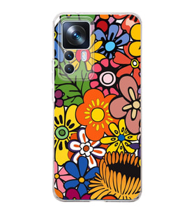 PrintiFy Xiaomi Mi 12T ile Uyumlu 1mm Slim Fit Retro Colors 2 Baskılı Şeffaf  Kılıf