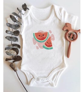 Karpuz Desenli Kısa Kol Organik Bebek Body