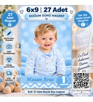 27 Adet 6x9 Büyük Boy Fotoğraflı Kişiye özel Doğum Günü Magnet Hediye Poşetli.