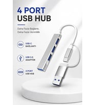 Coverzone 4 Port USB-C Hub ENT USB 3.0 Adaptör Tablet PC MacBook Uyumlu AC809