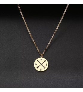 Kişiye Özel 925 Ayar Gümüş Pusula Kolye (Gold)