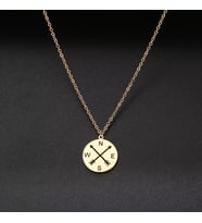 Kişiye Özel 925 Ayar Gümüş Pusula Kolye (Gold)