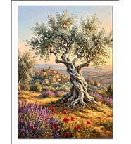 Zeytin Ağacı Ve Lavanta Tarlası Dekoratif Kanvas - Mdf Ahşap Tablo
