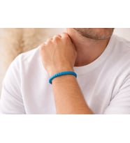 Ocean Blue Premium Örgü Deri Erkek Bileklik – Çelik Kilitli