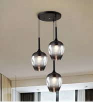 3Lü Yuvarlak Siyah Gold Modern Sarkıt Genç Odası Yatak odası Retro Salon Avize 3223-W83-2B-VY (Füme-Siyah)