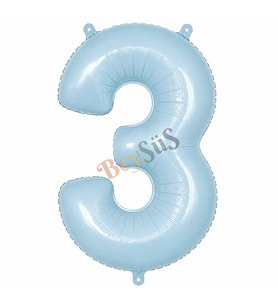 3 Rakam Folyo Balon Mavi Rengi (76 cm)
