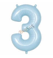 3 Rakam Folyo Balon Mavi Rengi (76 cm)