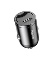 Baseus 30W PD Type C Ultra Hızlı Araç Çakmaklık Şarj Adaptörü, Led Işıklı 12v/24