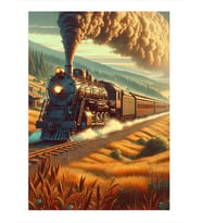 Retro Tren Art Mdf Tablo