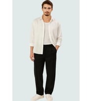 Erkek Bol Paça Wide Leg Pantolon Günlük Kullanım İçin Rahat Hafta Sonu Yaz Aylarının Vazgeçilmezi (Siyah)