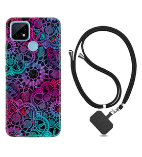 Realme C11 C21 C21Y C25Y C11 2021 Kılıf Boyun Askılı Silikon Colurful Mandala 1667