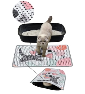 MatGo Pati Kedi Kumu Matı Çift Katlı Sıvı Geçirmez Kaymaz Elekli Kedi Tuvaleti Paspası 40x60cm