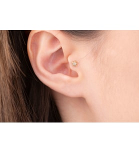 Onseva Kuyumculuk Taşlı Yıldız Tragus Piercing 14 Ayar Altın