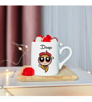 Power Puff Girls Blossom Tasarımlı Ahşap Tabaklı Kişiye Özel Türk Kahvesi Fincanı