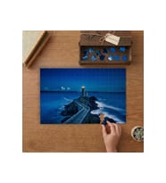 Deniiz Feneri Yolu - Gece Manzarası Tasarımı 240 parça Ahşap Puzzle Ahşap Kutuda MP09900