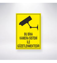 Bu Bina Kamera Sistemi ile Gözetlenmektedir 21x28 Arkası Yapışkanlı Levha