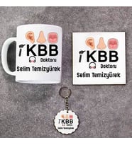 Kulak Burun Boğaz Doktoru Kupa Bardak Altlık ve Anahtarlık Hediye Seti (Model 1)