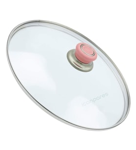 Tencere Sahan Tava Cam Kapağı Kapak 30 cm Pembe Tutma Tepesi
