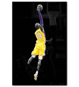 Cakatablo Kobe Bryant Smaç Siyah Arkaplan İmzalı MDF Tablo
