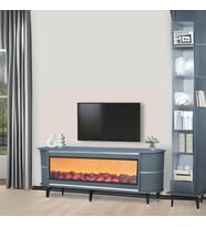 Dekoratif Şömineli TV Sehpası Uygulamalı 7 Renk Hoparlörlü Antrasit Gümüş detaylı 160x67x40 cm
