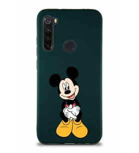 Xiaomi Redmi Note 8 Soft Premier Kapak Mickey Mouse-A Tasarımlı Silikon Kılıf - Yeşil (Şeffaf)